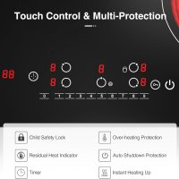 VBGK Electric cooktop 30 inch, 5 burner Electric Stove Built-in and Countertop Stove Top, LED Touch Screen,9 Heating Level, Timer & Kid Safety Lock, 240V 30 inch cooktop - Image 7