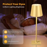2 Pack Cordless Table Lamps, 3 Colors Stepless Dimming, 5000mAh Rechargeable Battery LED Desk Lamp for Bedroom/Couple Dinner/Desk/Cafe/Dining Room/Terrace - Image 4