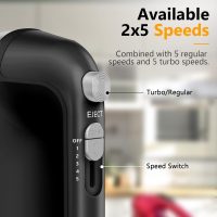 Hand Mixer Electric, 450W Kitchen Mixers with Scale Cup Storage Case, Turbo Boost/Self-Control Speed + 5 Speed + Eject Button + 5 Stainless Steel Accessories, For Easy Whipping Dough,Cream,Cake - Image 3