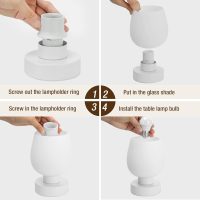 Touch Table Lamp for Nightstand - Small Bedside Lamp for Bedroom Living Room Night Stands, Desk Lamp with White Glass Shade for Small Spaces, 3 Way Dimmable, LED Bulbs, Gifts - Image 7