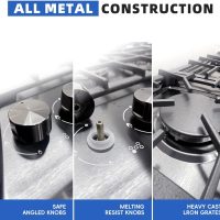 Gas Cooktop 30 Inch, 5 Burner Stove top, Built-in Propane/Natural Gas Convertible Hob, Stainless Steel Countertop Built-in with Thermocouple Protection, Black - Image 4
