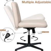 HOFFREE Criss Cross Chair Cross Legged Office Chair Home Office Chair Ergonomic Armless Chair for Desk Beige - Image 8