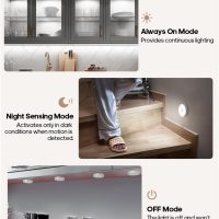 Led Under Cabinet Lighting, Motion Sensor Light Indoor, 1000mAh Puck Lights with IR Remote, Rechargeable Under Counter Lights for Kitchen,Cabinets,Closet,Stairs Indoor (6 Pack) - Image 4
