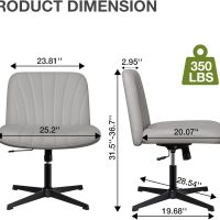 HOFFREE Criss Cross Chair Cross Legged Office Chair Home Office Chair Ergonomic Armless Chair for Desk Grey - Image 2