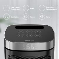 Small Portable Space Heater for Indoor Use - with 70°Rotating Feature, JIBUFI 1500W PTC Electric Heater, Rapid and Safe Heating, Remote Control, 1-12 Hr Timer for Bedroom, Office - Image 2