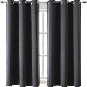 ChrisDowa Grommet Blackout Curtains for Bedroom and Living Room - 2 Panels Set Thermal Insulated Room Darkening Curtains (Dark Grey, 42 x 63 Inch)