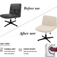 Armless Office Chair Cover, Rose Jacquard, Elastic Criss Cross Design, Mid Back Wide Seat (Cream) - Image 6