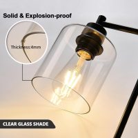 Set of 2 Industrial Touch Control Table Lamps with 2 USB Ports and AC Outlet - 3-Way Dimmable Black Bedside Lamps Nightstand Desk Lamps for Bedroom Living Room, Glass Shade & 2 LED Bulbs Included - Image 9