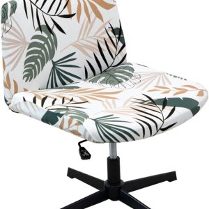Armless Chair Cover Criss Cross Chair Cover Printed Armless Office Desk Chair Slipcover Modern Mid Back Accent Chair Cover Washable Removable Chair Protector Without Arms #3