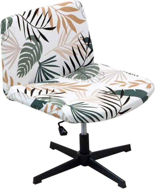 Armless Chair Cover Criss Cross Chair Cover Printed Armless Office Desk Chair Slipcover Modern Mid Back Accent Chair Cover Washable Removable Chair Protector Without Arms #3