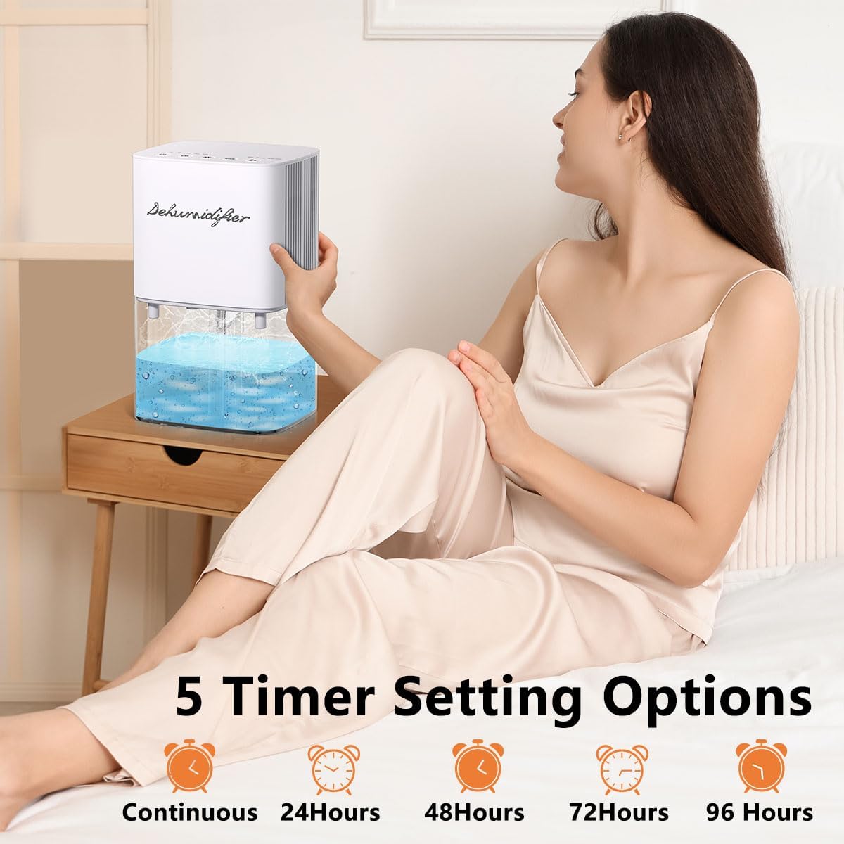 Dehumidifier 1800ML 63OZ Small Dehumidifier for Home 230 Ft² Safety Dehumidifiers Adjustable 10 Color Lights 5 Timers 3 Setting Modes Auto Shut Off Protection Low Noise For Bedroom Bathroom - Image 6