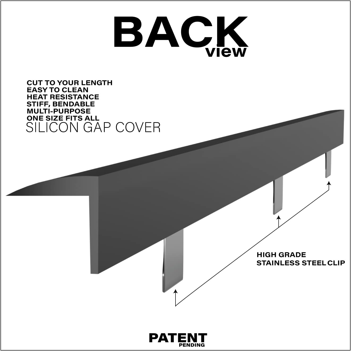 Silicone Stove Gap Covers | Fills Gaps up to 0.75”| Guard With Stainless Steel Clips Fills Gaps Between Countertop And Stove | Oven Side Gap Filler | (2 Pcs, Black) - Image 7