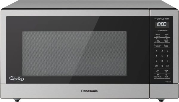Panasonic NN-SN76LS 1.6 cu.ft Cyclonic Inverter Countertop Microwave Oven 1250Watt Power with Genius Sensor Cooking, 19.44"D x 21.88"W x 11.94"H, Stainless Steel