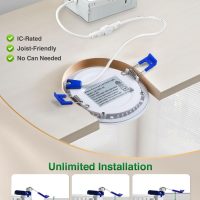 zouzai 12 Pack 4 Inch 5CCT Ultra-Thin LED Recessed Ceiling Light with Junction Box, 2700K/3000K/3500K/4000K/5000K Selectable, 9W Eqv 80W, Dimmable, led can Lights - ETL and Energy Star Certified - Image 8