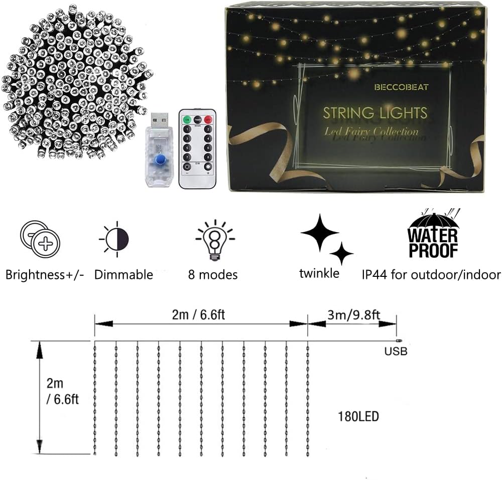 Curtain Lights for Bedroom Wall Light Up Curtains Led String Lights Turquoise Teal Blue Lavender Lilac Purple Twinkle Hanging Fairy Lights Unicorn Mermaid Kawaii Sanrio Teen Room Decor for Girls - Image 5