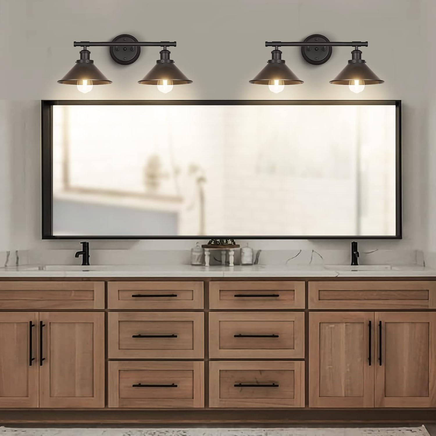 Licperron Black 2-Light Vanity Wall Sconce Lighting, Farmhouse Bathroom Wall Light Fixtures Over Mirror, Industrial Rustic Indoor Bathroom Vanity Lights for Cabinet Dressing Table Living Room - Image 6