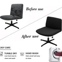 Armless Office Chair Cover, Waterproof Jacquard, Mid Back Wide Seat, Elastic Criss Cross Design (Black) - Image 4
