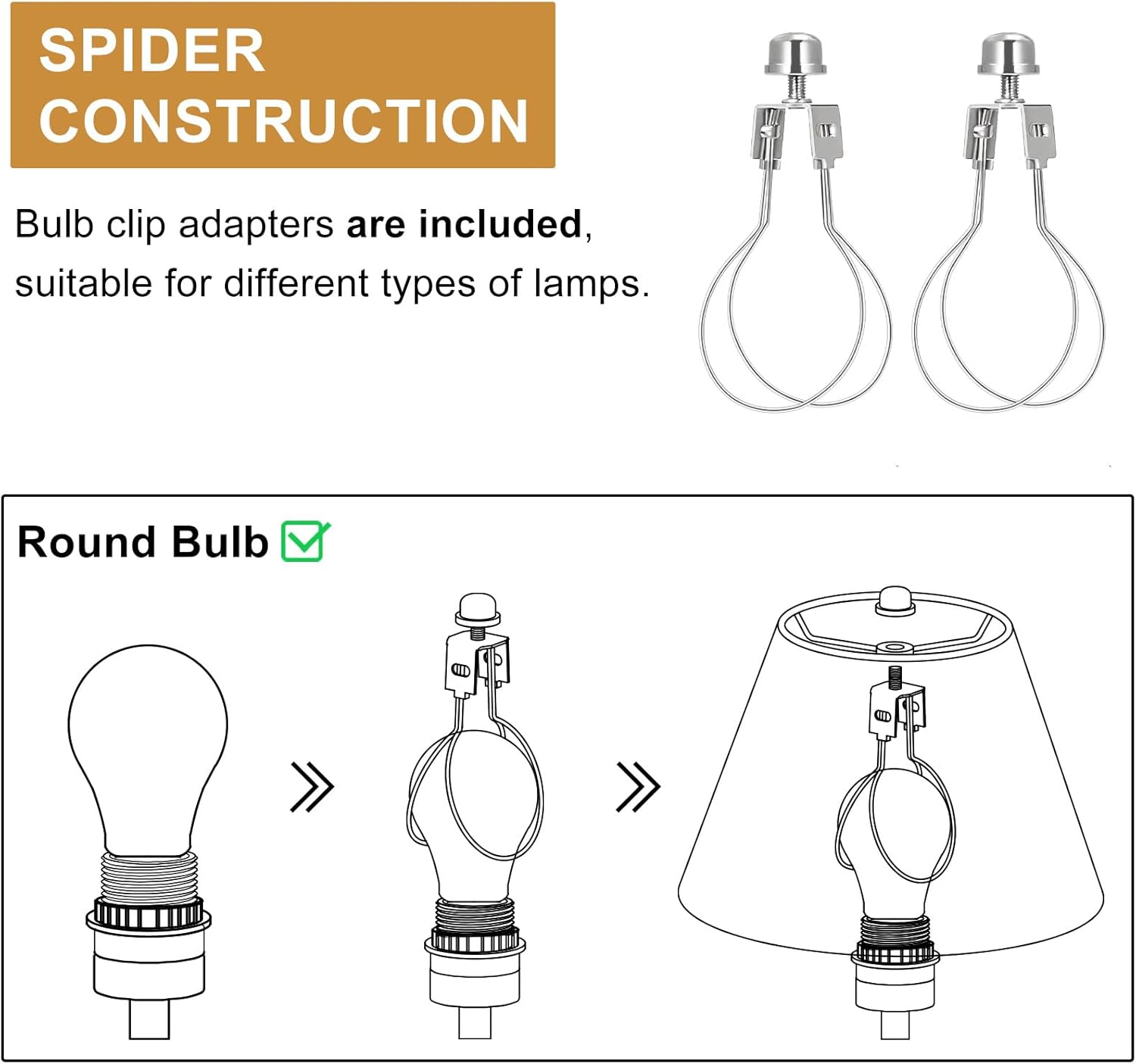 Small Rattan Lamp Shades Set of 2, Boho Lamp Shades for Table Lamps, 5.5" Top x 10" Bottom x 6.6" High, Wicker Lampshade Replacement for Bedroom, Hand Woven, Spider, Bulb Clip Adapters Included - Image 4