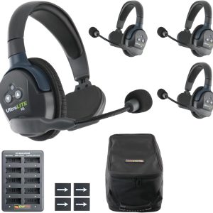 EARTEC UL4S Ultralite-HD 4-Person Full Duplex Wireless Intercom Headset Communication System, Single Ear Headsets, Up to 1000ft Range, U.S. Company