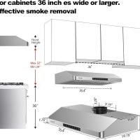 Under Cabinet Range Hood 36 Inch, 980CFM Fast Venting Kitchen Hood With 3 Speed Gesture Sensing & Touch Control, Stainless Steel Stove Hood With LED Light And 2 Baffle Filters - Image 7