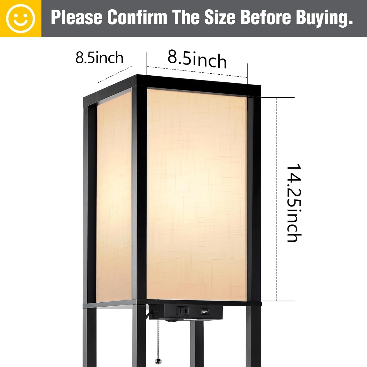 OUTON White Linen Texture Lamp Shade 14.25 x 8.5 x 8.5 inch for Shelf Floor Lamp - Image 3