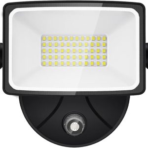 Onforu 55W LED Dusk to Dawn Flood Lights, 6000LM Black Exterior Security Outdoor Lighting,IP65 Waterproof Outdoor 3 Adjustable Heads Photocell Light Fixture,6500K Floodlight for Garage,Patio,Yard