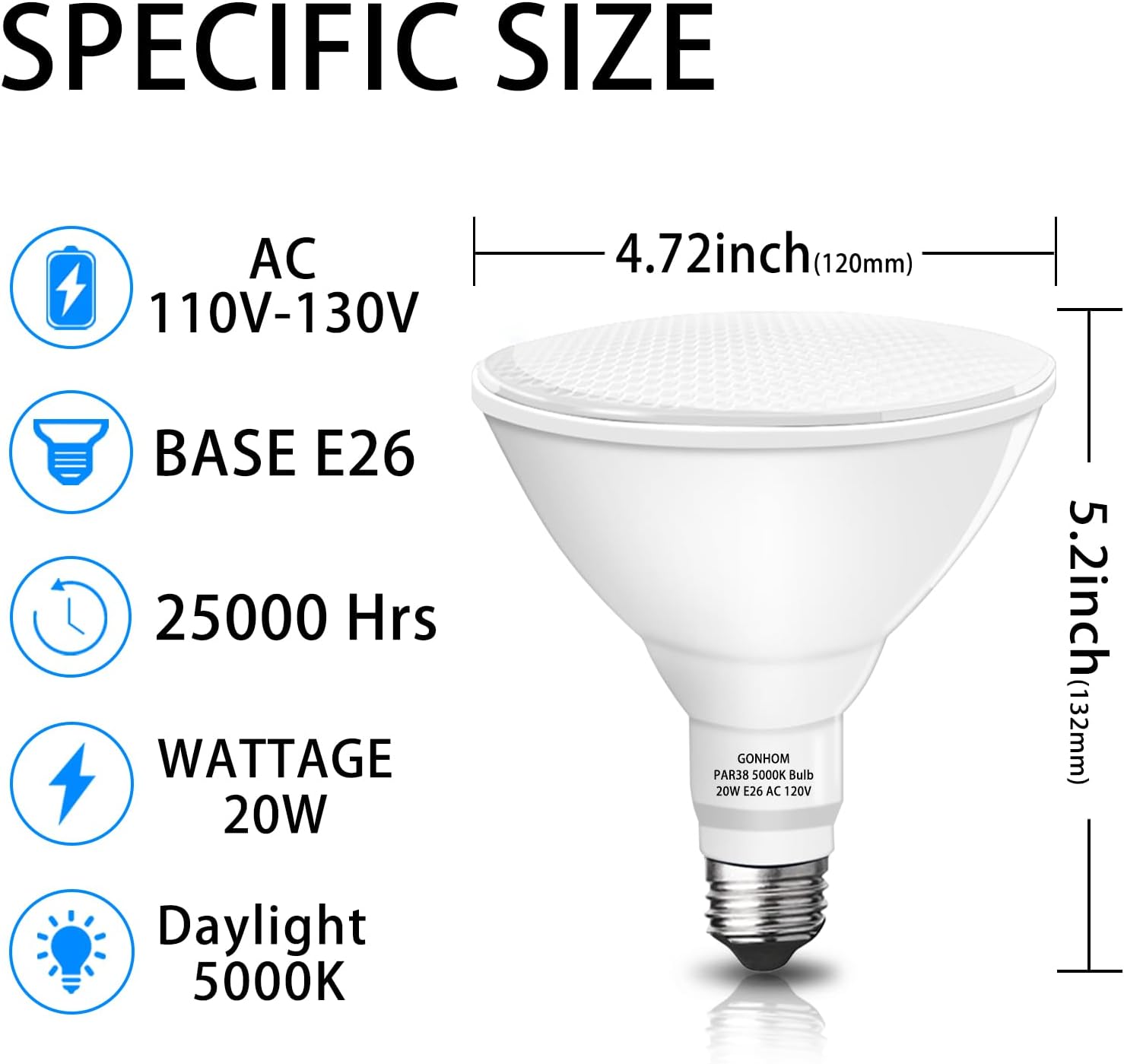Par38 led Flood Lights Outdoor Light Bulb 2 Pack,Dimmable 5000K Daylight 1800LM,20W Replace up to 200W,Outdoor Flood Light Bulbs for Backyard,Garage,Porch,Garden - Image 6