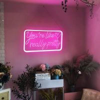 You're Like Really Pretty Neon Signs for Wall Decor, LED Neon Sign Aesthetic Room Decor for Teen Girls Neon Lights Signs for Bedroom, Salon, Wedding Party Pink Neon Name Sign - Image 3