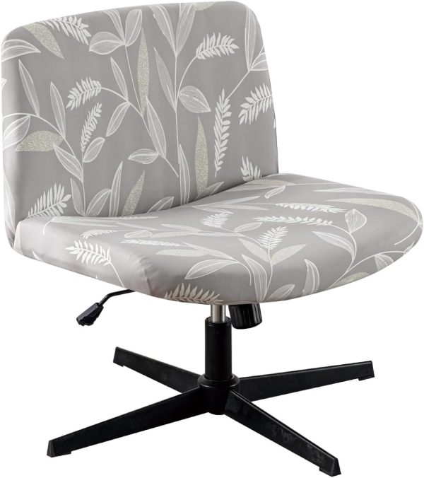 Armless Chair Slipcover Stretch Criss Cross Chair Cover, Mid Back Wide Seat Accent Chair Covers,Modern Vanity Chair Cover for Office Desk (Wheat)