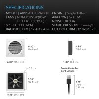 AC Infinity AIRPLATE T8 White, Quiet Cooling Dual-Fan System 6" with Thermostat Control, for Home Theater AV Cabinets - Image 6