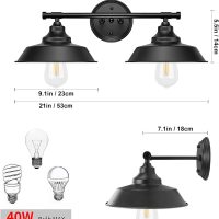 GoYeel Vanity Lights - 2 Light Farmhouse Bathroom Lighting, Matte Black Over Mirror Sconce - Image 3