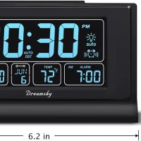 DreamSky Alarm Clocks for Bedrooms with Battery Backup, Auto Set Digital Clock with Date and Day of Week, Temperature, USB Port, Auto DST, Dimmer, 12/24H - Image 7