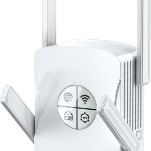 2400Mbps WiFi 6 Extender Signal Booster - 10K Sq.Ft Coverage w/5X Faster Internet Booster for Home & Outdoor | 5GHz Dual-Band Wireless Repeater with Ethernet Port, 4 Antennas Long Range for Router
