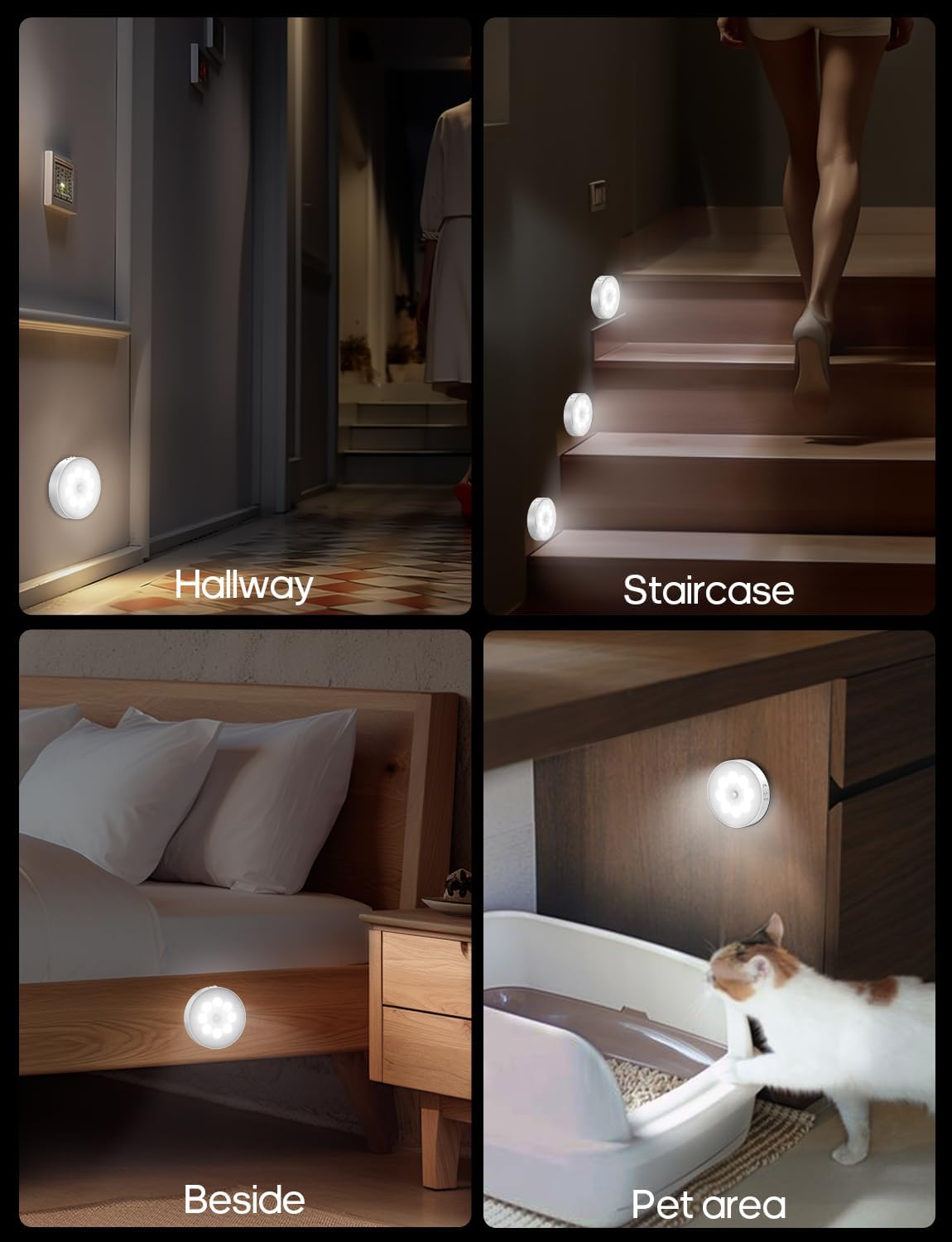 Led Under Cabinet Lighting, Motion Sensor Light Indoor, 1000mAh Puck Lights with IR Remote, Rechargeable Under Counter Lights for Kitchen,Cabinets,Closet,Stairs Indoor (6 Pack) - Image 8