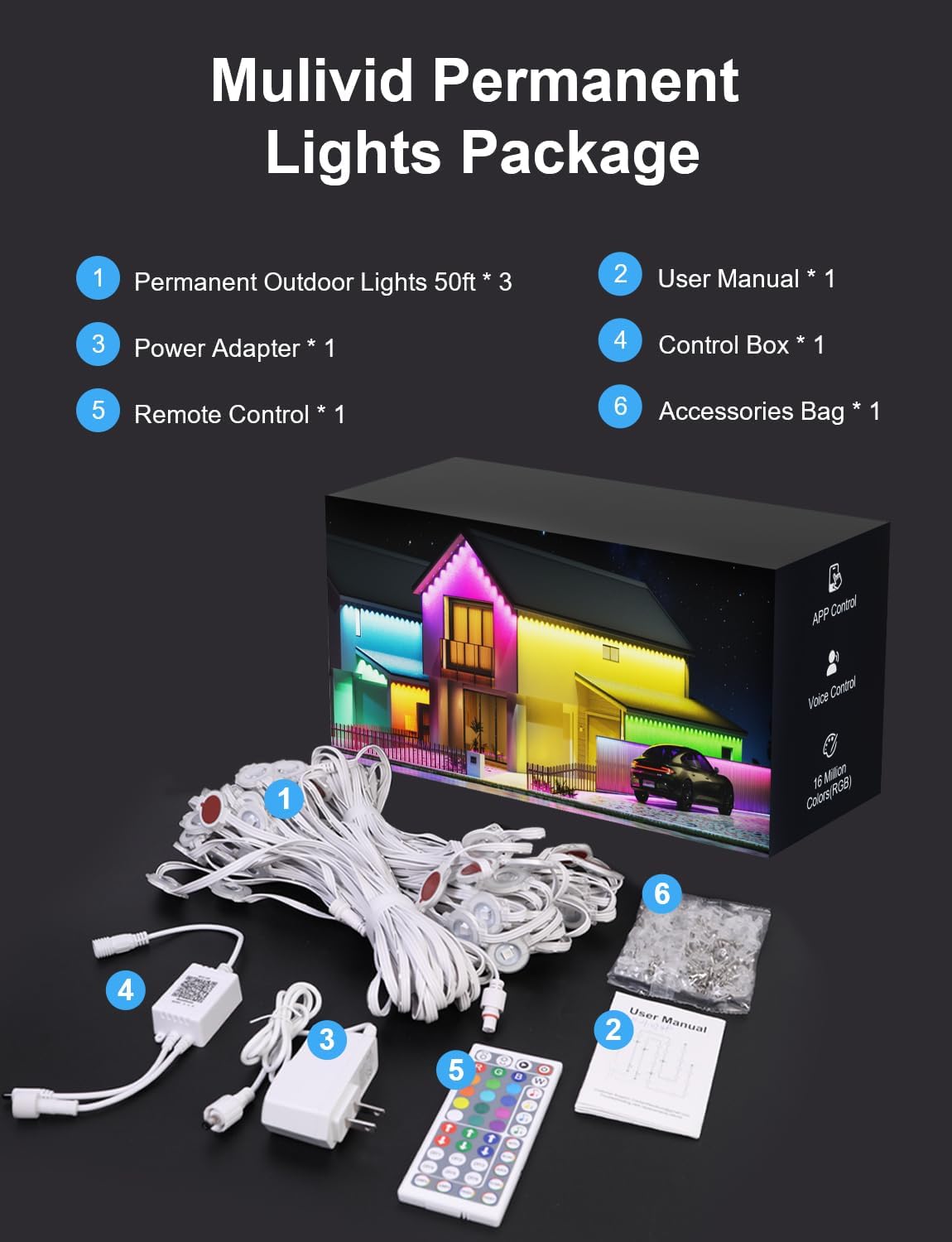150Ft Permanent Outdoor Lights,Smart RGB Outdoor Lights with Remote APP Control, IP67 Waterproof Outside Light for House for Christmas, Halloween, Holiday, Party, Daily - Image 8