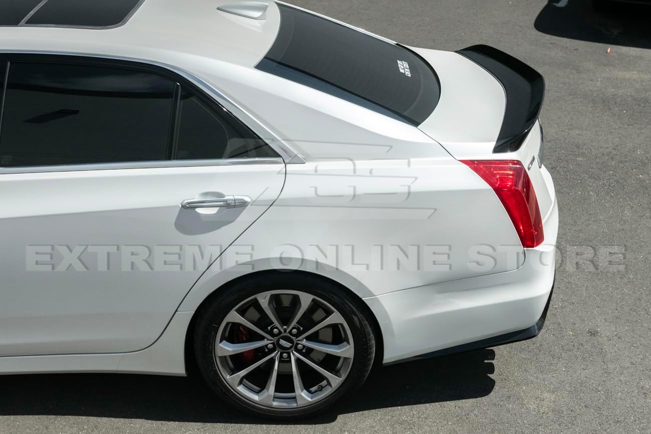 for 2016-2019 Cadillac CTS-V Models | Carbon Package Style ABS Plastic - Painted Glossy Black Rear Bumper Trunk Lid Wing Spoiler SPOILER-113-V2-ABS - Image 6