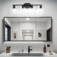 Ascher 4-Light Bathroom Light Fixtures, Modern Vanity Lights with Clear Glass Shade, Matte Black Wall Lamp for Bathroom Mirror Hallway Cabinet Porch - Image 9