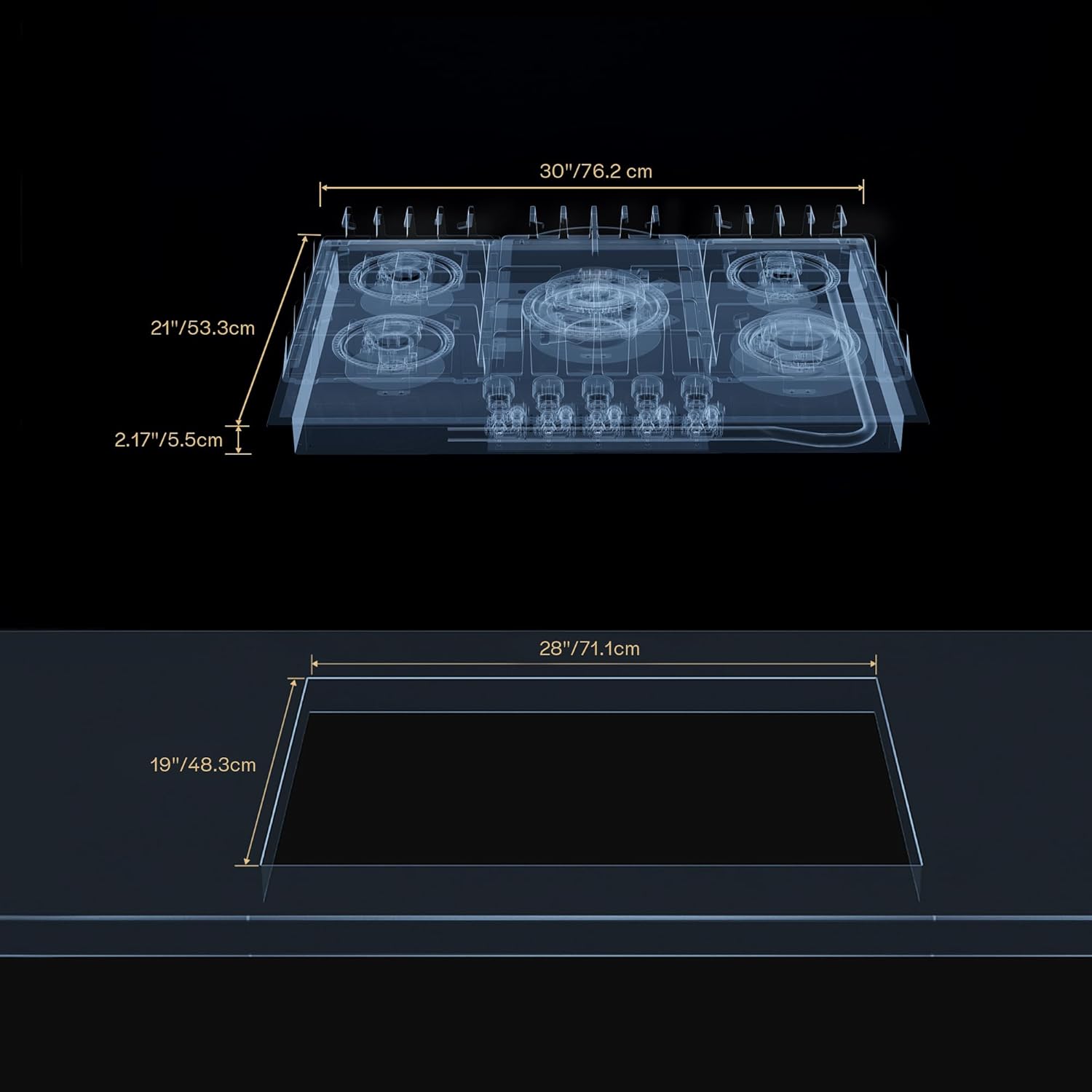 Empava 30 in. Gas Stove Cooktop 5 Italy Sabaf Sealed Burners NG/LPG Convertible in Black Tempered Glass, 30 Inch - Image 7