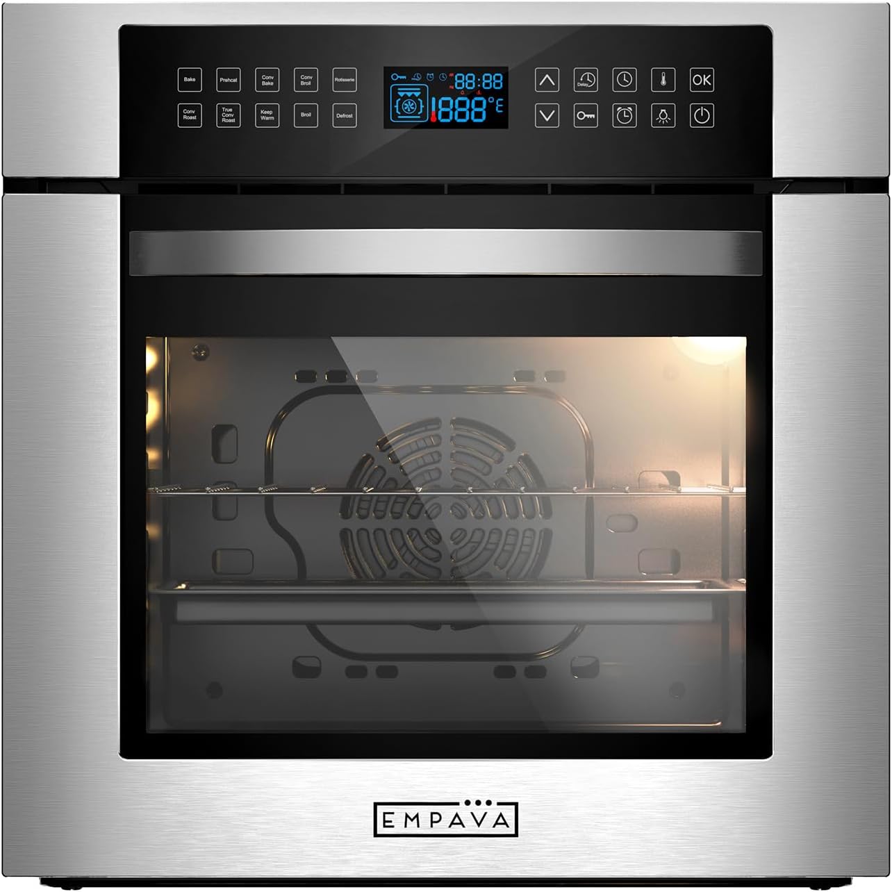 Empava 24" 10 Cooking Functions W/ Rotisserie Electric LED Digital Display Touch Control Built-in Convection Single Wall Oven EMPV-24WOC02