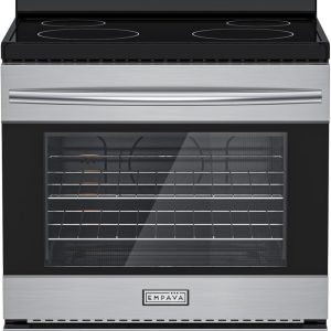 Empava Electric Range, Radiant Ceramic Cooktop with 4.8 Cu. Ft. Oven, 4 Cooking Elements, Steam Cleaning, Freestanding & Slide-in Stove in Stainless Steel,30 Inch, 240V(Power Cord Not Included)