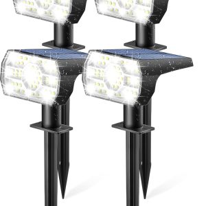 Kaxiida Solar Lights Outdoor Waterproof IP68, 3 Lighting Models Solar Powered Spot Lights Outdoor, 56LED Light Dusk to Dawn for Yard Patio Garden Pathway Landscape Lighting