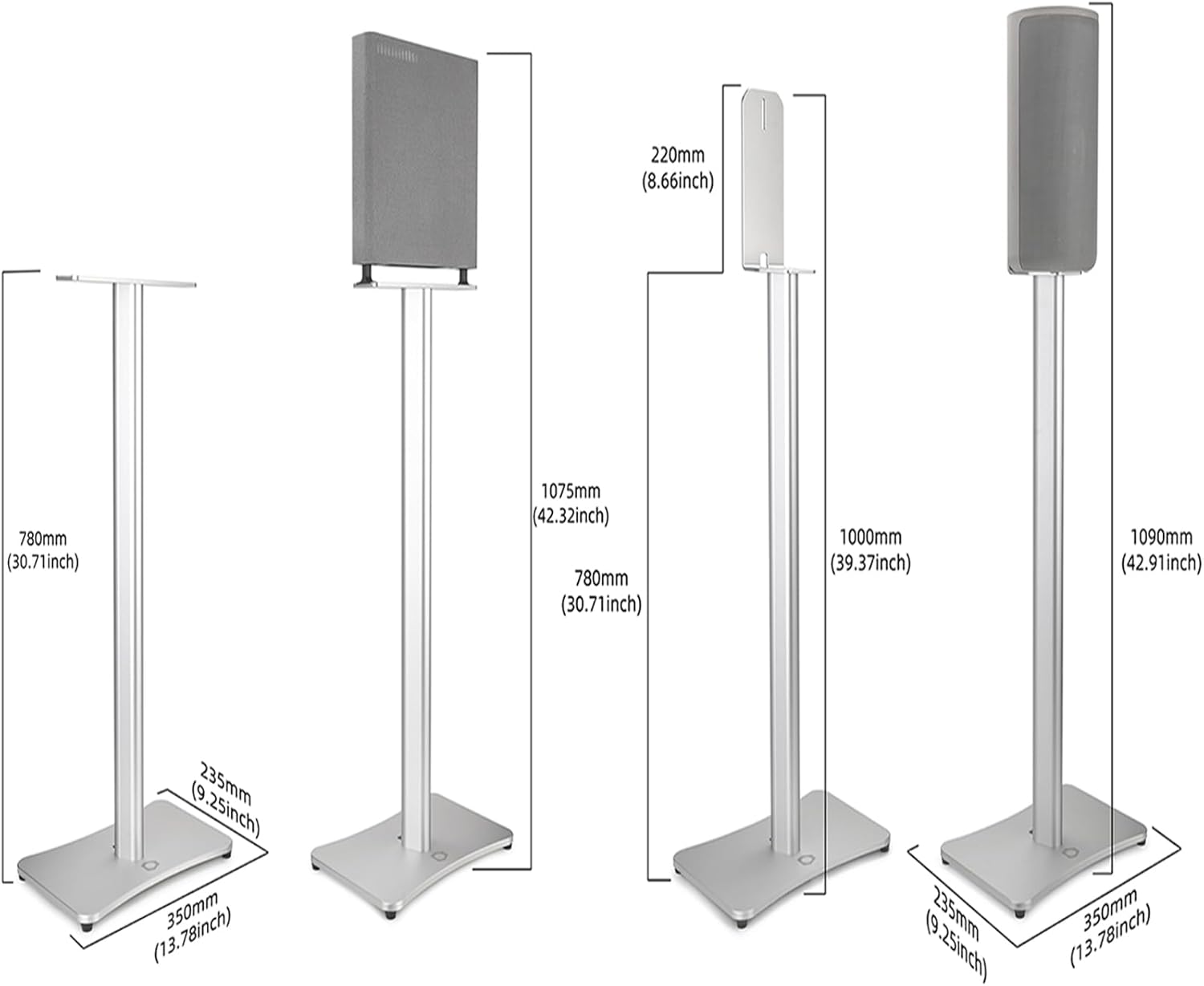 Speaker Stand Pair for Sony BRAVIA Home Theater Surround Sound System HT-A9M2/HT-A9/SA-RS5, Aluminum Alloy Floor Stand Bracket for Sony HT-A9M2/HT-A9/SA-RS5 Speaker - Image 5