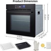Garvee 24 in Single Wall Oven, Built-in Electric Steam Oven with 8 Baking Modes and Air Frying, 2.5 Cu.Ft. Convection Wall Oven with Stainless Stain Finish, Colorful Touch Screen, Black - Image 7
