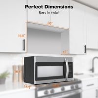 30" Over the Range Microwave Oven, ThermoMate 1.9 Cu. Ft. Capacity Microwave Over the Stove with One Touch, 1000 Cooking Watts, 400 CFM, 11 Power Levels, Sensor Cooking, LED Lighting, Stainless Steel - Image 7