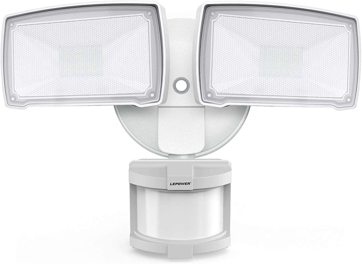 LEPOWER LED Motion Sensor Security Lights Outdoor, 30W 3200LM, 5500K, IP65 Waterproof, 2 Head Motion Detector Flood Light for Garage, Yard, Porch, White (NOT Solar Powered)