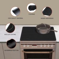 Silicone Electric Stove Top Cover Mat - 28"x20"Ceramic Stove top Cover, Heat Resistant Glass Cooktop Cover, Flat RV Range Stovetop Protector, Extra Large Silicone Dish Drying Mat - BLACK - Image 2