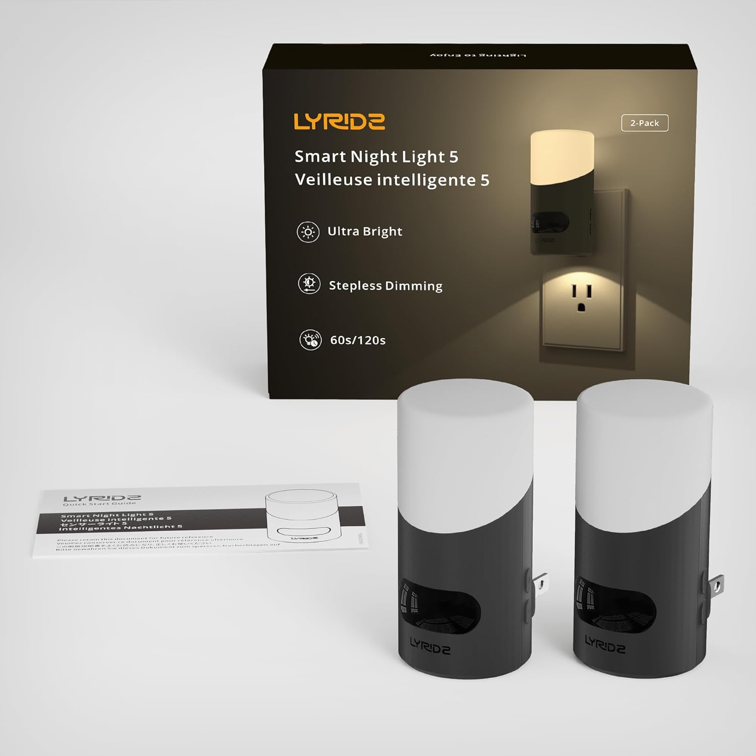 Lyridz LED Night Lights Plug into Wall with Motion Sensor, 1-150LM Dimmable Plug-in Nightlight Indoor for Bedroom, Bathroom, Hallway, Stairs, Pet House, Toilet, 2 Pack - Image 8