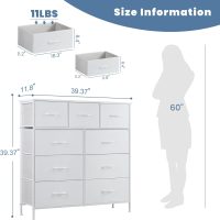 DUMOS Dresser for Bedroom, Storage Organizer with 9 Drawers, Chest of Drawers with Fabric Bins, Sturdy Metal Frame, Wood Tabletop for Guest Room, Closet, Entryway, Nursery - Image 3