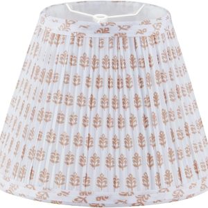 Small Lamp Shade 5" Top x 9" Bottom x 7" Slant Height, Lamp Shades for Table Lamps,Barrel Replacement Lampshade(Spider Fitter), Modern Fabric Pleated Lampshades for Table Lamp 1 Pack(Brown Floral)