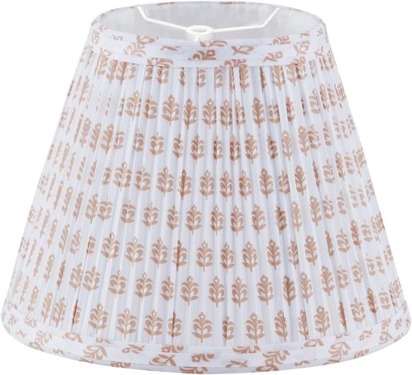 Small Lamp Shade 5" Top x 9" Bottom x 7" Slant Height, Lamp Shades for Table Lamps,Barrel Replacement Lampshade(Spider Fitter), Modern Fabric Pleated Lampshades for Table Lamp 1 Pack(Brown Floral)